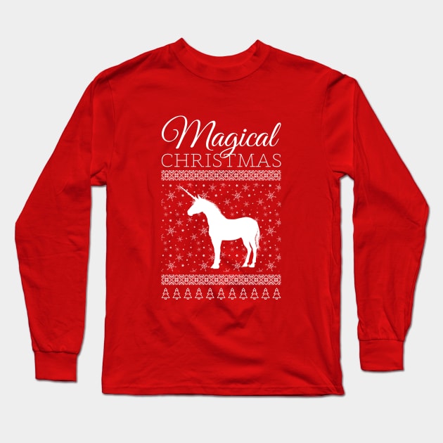 Christmas Unicorn Christmas Present Long Sleeve T-Shirt by davidisnoartist